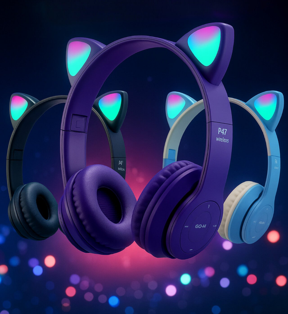 سماعات القطة المضيئة